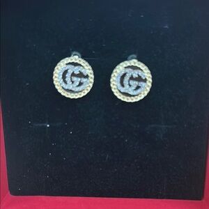 Gold G Stud Earrings. Costume Jewelry for Fun